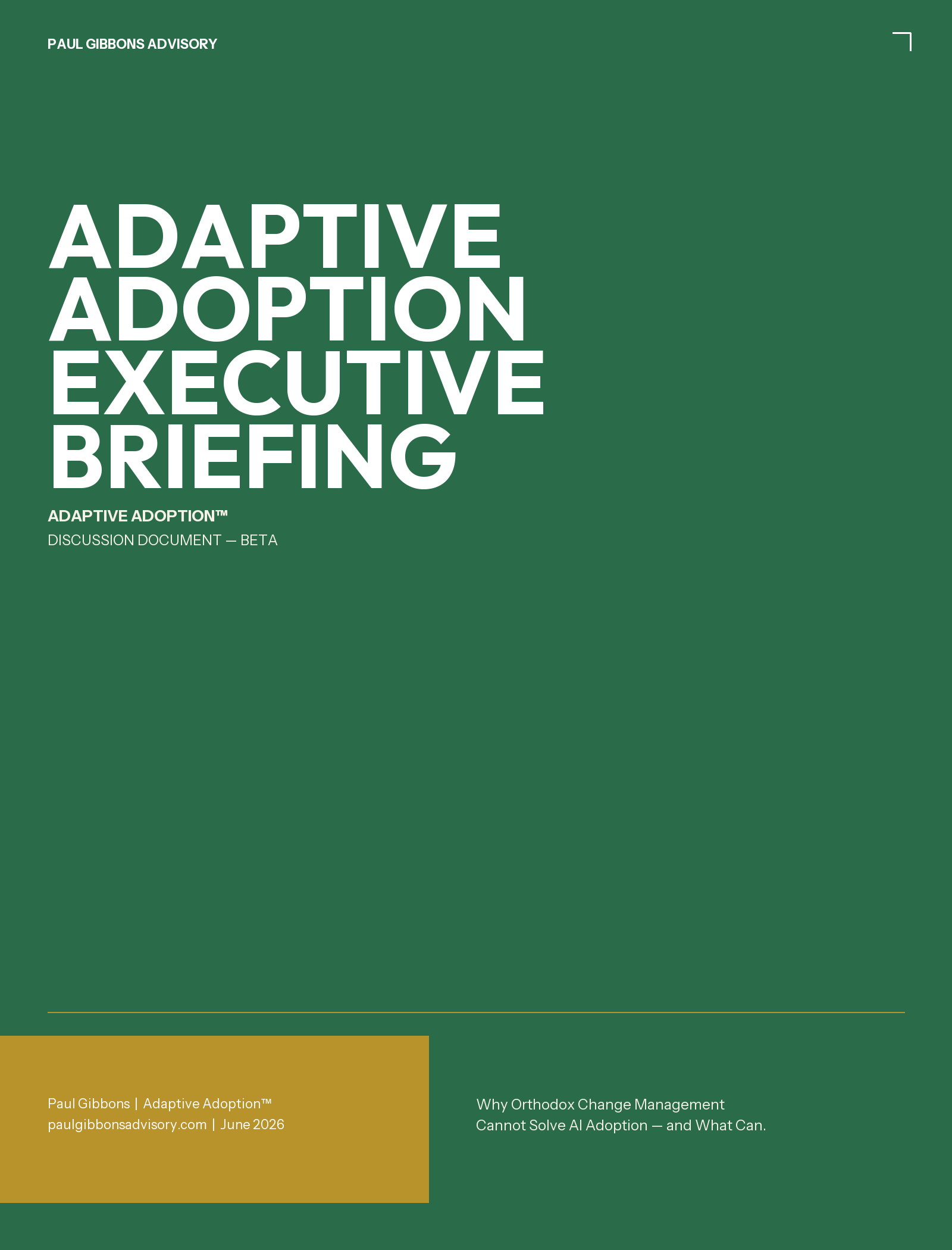 Adaptive Adoption Executive Briefing — discussion document cover