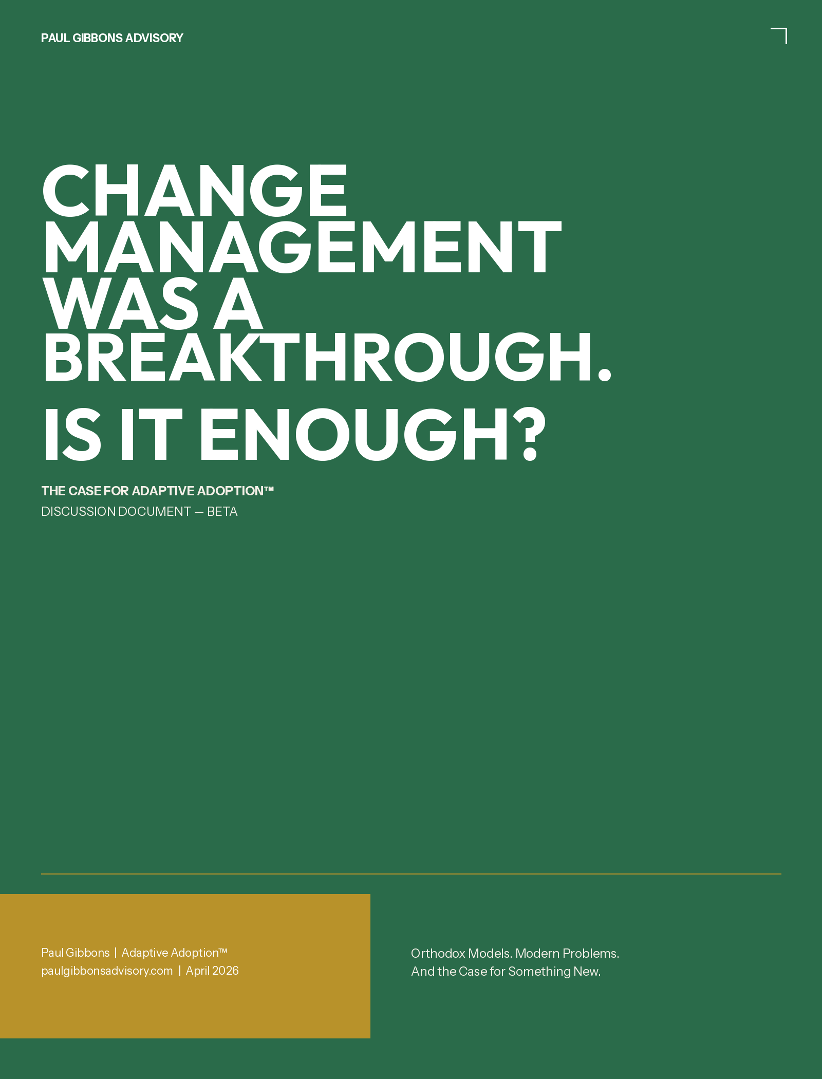 Change Management Was a Breakthrough — discussion document cover