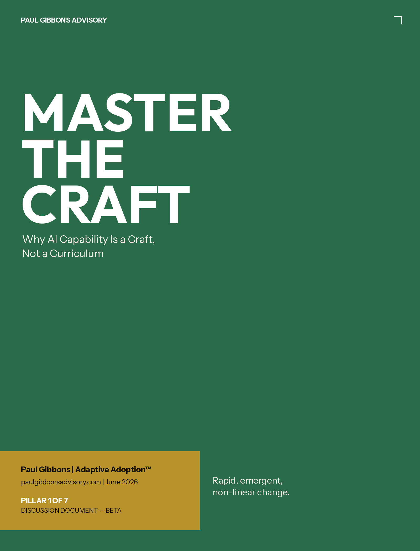 Master the Craft — discussion document cover
